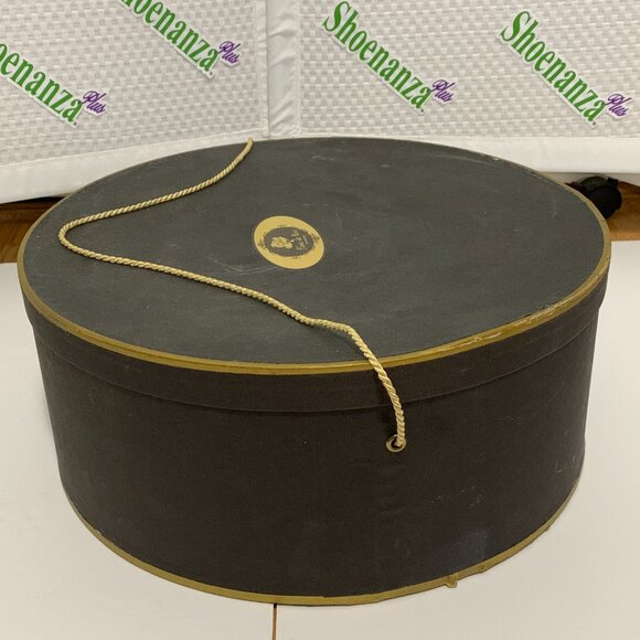 Vintage Fleur de Paris New Orleans Cardboard Hat Box Storage Container Black - Picture 3 of 14